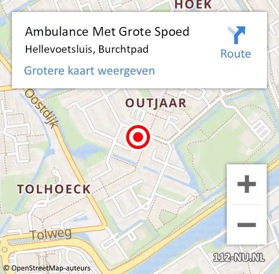 Locatie op kaart van de 112 melding: Ambulance Met Grote Spoed Naar Hellevoetsluis, Burchtpad op 1 april 2024 05:37