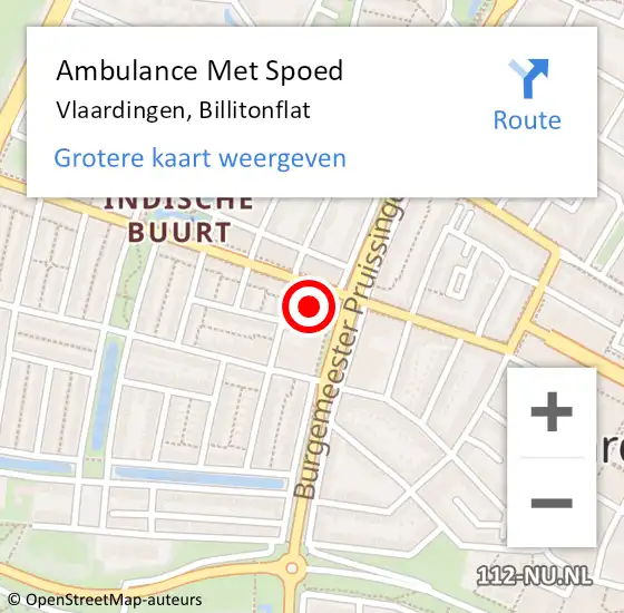 Locatie op kaart van de 112 melding: Ambulance Met Spoed Naar Vlaardingen, Billitonflat op 1 april 2024 06:34