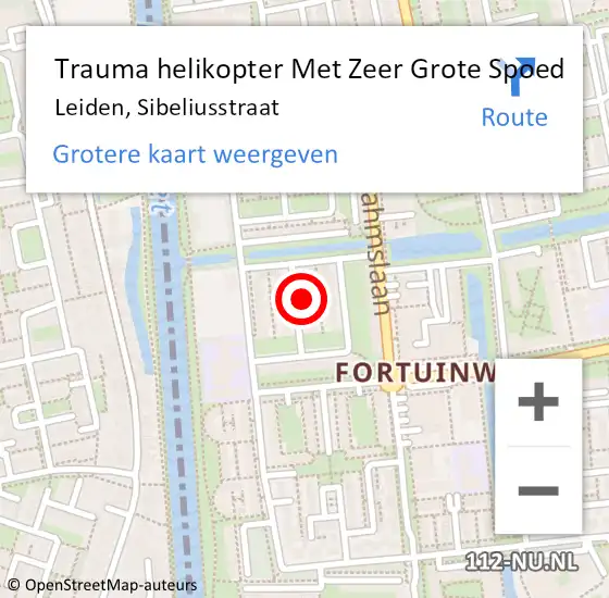 Locatie op kaart van de 112 melding: Trauma helikopter Met Zeer Grote Spoed Naar Leiden, Sibeliusstraat op 1 april 2024 06:46