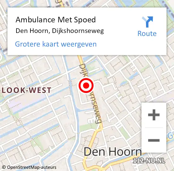 Locatie op kaart van de 112 melding: Ambulance Met Spoed Naar Den Hoorn, Dijkshoornseweg op 1 april 2024 07:16