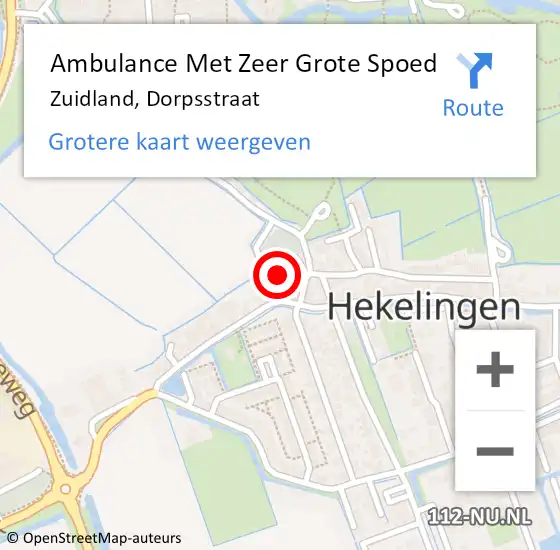Locatie op kaart van de 112 melding: Ambulance Met Zeer Grote Spoed Naar Zuidland, Dorpsstraat op 1 april 2024 07:52