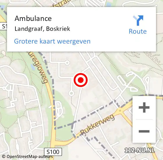 Locatie op kaart van de 112 melding: Ambulance Landgraaf, Boskriek op 30 september 2014 23:27