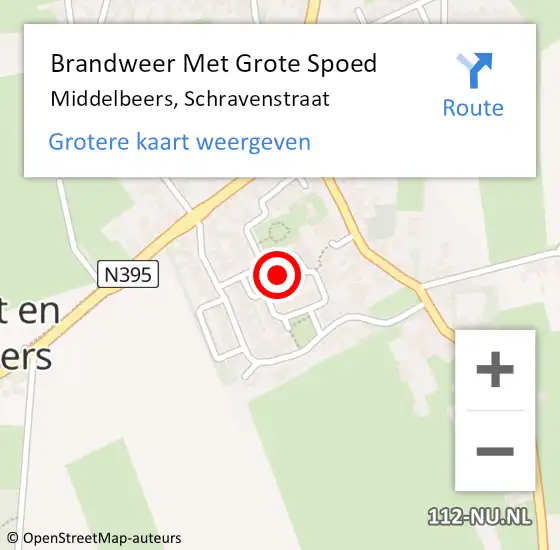 Locatie op kaart van de 112 melding: Brandweer Met Grote Spoed Naar Middelbeers, Schravenstraat op 1 april 2024 08:24