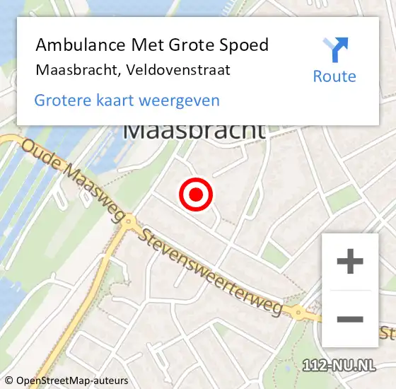 Locatie op kaart van de 112 melding: Ambulance Met Grote Spoed Naar Maasbracht, Veldovenstraat op 1 april 2024 08:30
