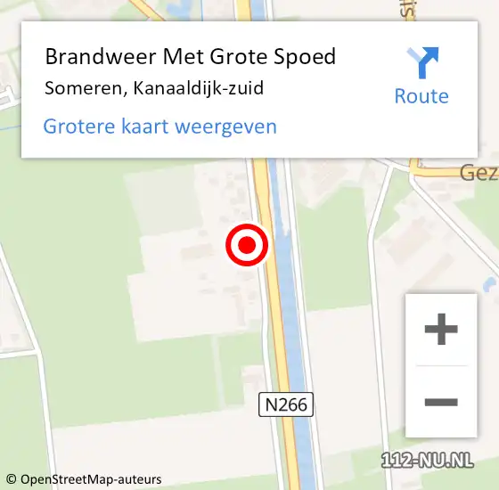 Locatie op kaart van de 112 melding: Brandweer Met Grote Spoed Naar Someren, Kanaaldijk-zuid op 1 april 2024 08:44