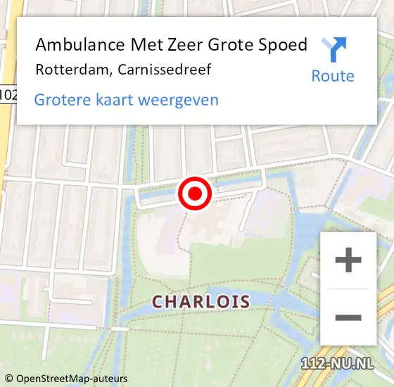 Locatie op kaart van de 112 melding: Ambulance Met Zeer Grote Spoed Naar Rotterdam, Carnissedreef op 1 april 2024 08:50
