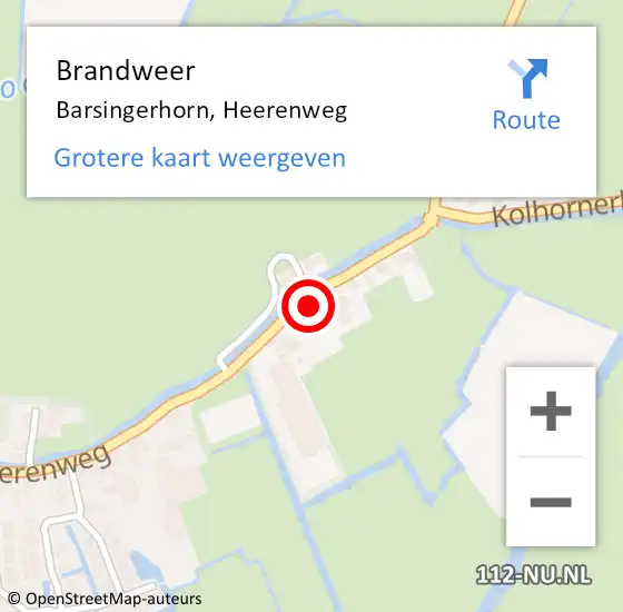 Locatie op kaart van de 112 melding: Brandweer Barsingerhorn, Heerenweg op 30 september 2014 23:35