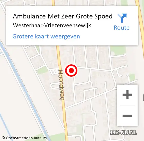 Locatie op kaart van de 112 melding: Ambulance Met Zeer Grote Spoed Naar Westerhaar-Vriezenveensewijk op 1 april 2024 09:04