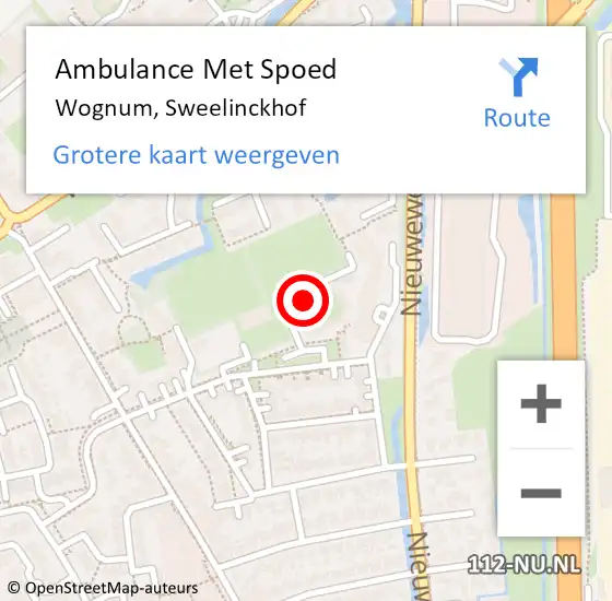Locatie op kaart van de 112 melding: Ambulance Met Spoed Naar Wognum, Sweelinckhof op 1 april 2024 09:14