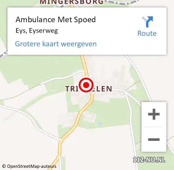 Locatie op kaart van de 112 melding: Ambulance Met Spoed Naar Eys, Eyserweg op 30 september 2014 23:39