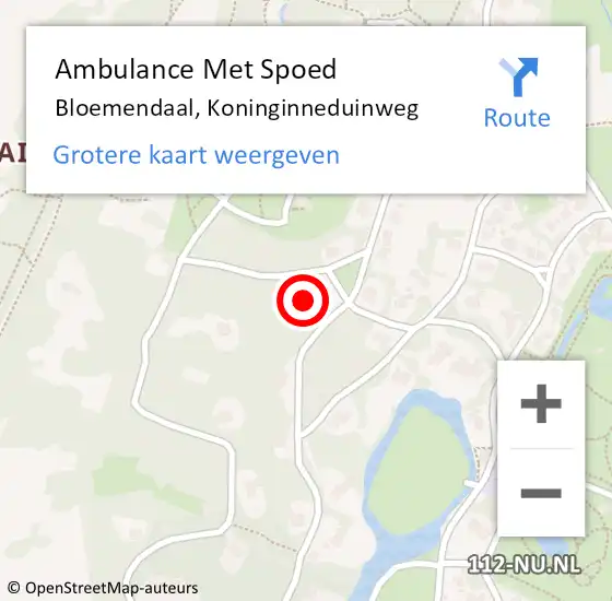 Locatie op kaart van de 112 melding: Ambulance Met Spoed Naar Bloemendaal, Koninginneduinweg op 1 april 2024 09:21