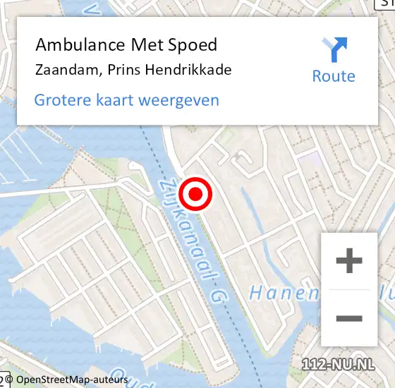 Locatie op kaart van de 112 melding: Ambulance Met Spoed Naar Zaandam, Prins Hendrikkade op 1 april 2024 09:26