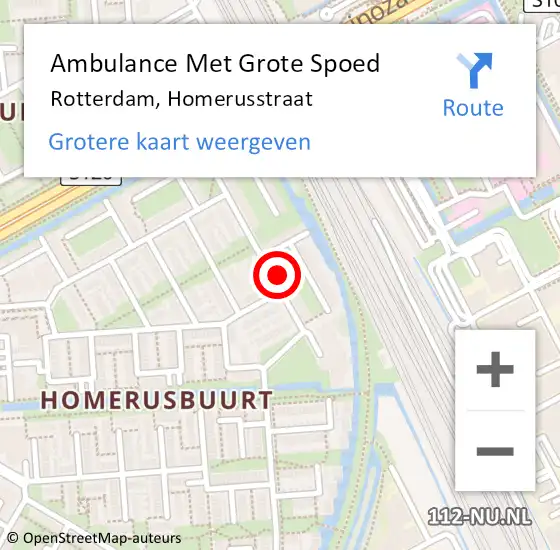 Locatie op kaart van de 112 melding: Ambulance Met Grote Spoed Naar Rotterdam, Homerusstraat op 1 april 2024 09:44