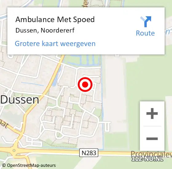 Locatie op kaart van de 112 melding: Ambulance Met Spoed Naar Dussen, Noordererf op 30 september 2014 23:50