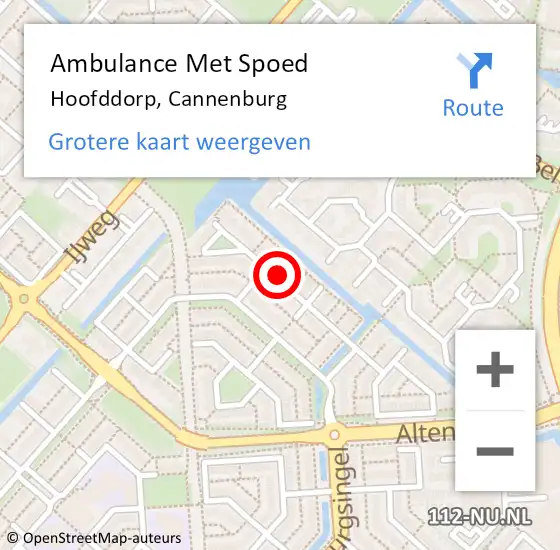 Locatie op kaart van de 112 melding: Ambulance Met Spoed Naar Hoofddorp, Cannenburg op 1 april 2024 10:14