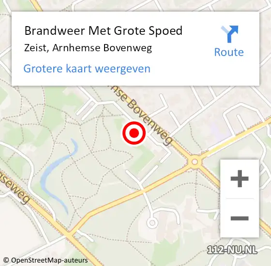 Locatie op kaart van de 112 melding: Brandweer Met Grote Spoed Naar Zeist, Arnhemse Bovenweg op 1 april 2024 10:25