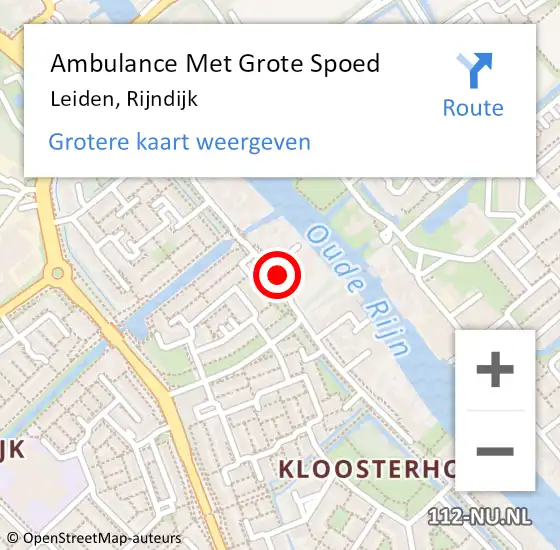 Locatie op kaart van de 112 melding: Ambulance Met Grote Spoed Naar Leiden, Rijndijk op 1 april 2024 10:57