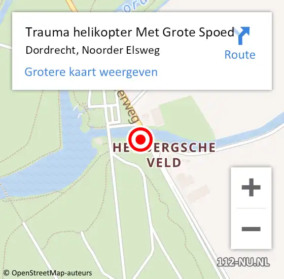 Locatie op kaart van de 112 melding: Trauma helikopter Met Grote Spoed Naar Dordrecht, Noorder Elsweg op 1 april 2024 11:01