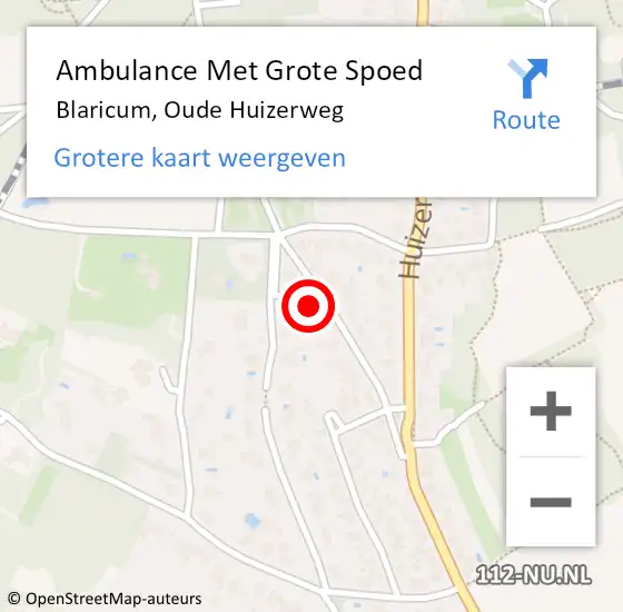 Locatie op kaart van de 112 melding: Ambulance Met Grote Spoed Naar Blaricum, Oude Huizerweg op 1 oktober 2014 00:03