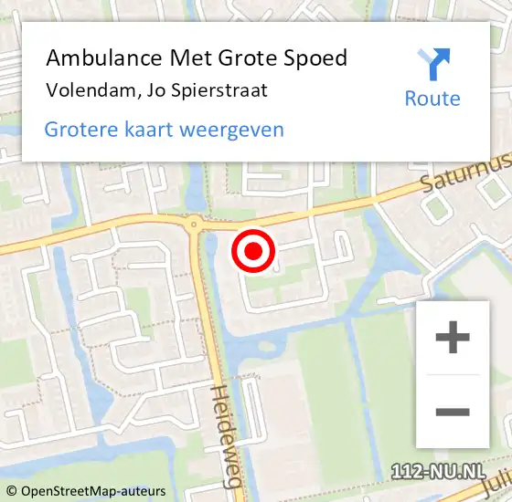 Locatie op kaart van de 112 melding: Ambulance Met Grote Spoed Naar Volendam, Jo Spierstraat op 1 april 2024 11:07