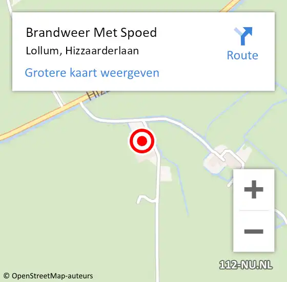 Locatie op kaart van de 112 melding: Brandweer Met Spoed Naar Lollum, Hizzaarderlaan op 1 april 2024 11:11