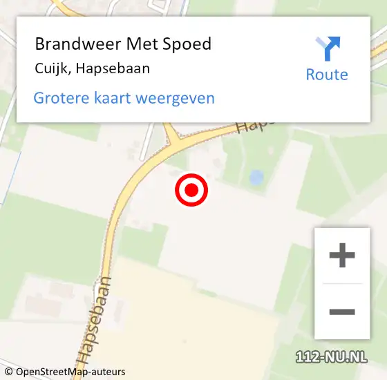 Locatie op kaart van de 112 melding: Brandweer Met Spoed Naar Cuijk, Hapsebaan op 1 april 2024 11:29