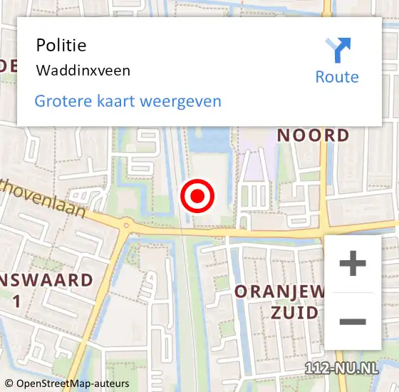 Locatie op kaart van de 112 melding: Politie Waddinxveen op 1 april 2024 11:32