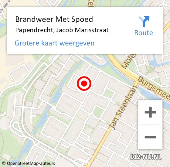 Locatie op kaart van de 112 melding: Brandweer Met Spoed Naar Papendrecht, Jacob Marisstraat op 1 april 2024 11:37