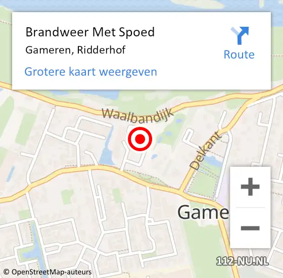 Locatie op kaart van de 112 melding: Brandweer Met Spoed Naar Gameren, Ridderhof op 1 april 2024 11:39