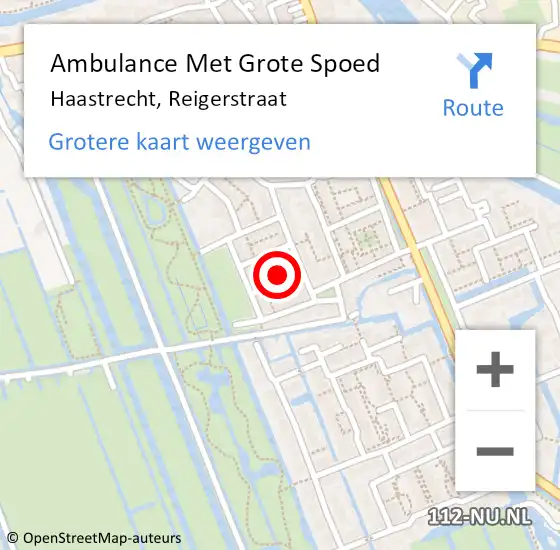 Locatie op kaart van de 112 melding: Ambulance Met Grote Spoed Naar Haastrecht, Reigerstraat op 1 april 2024 11:42