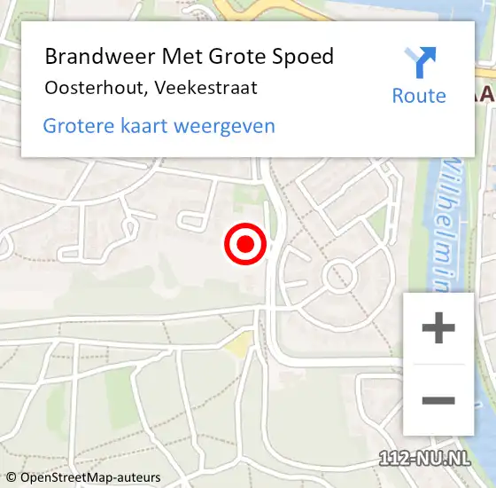 Locatie op kaart van de 112 melding: Brandweer Met Grote Spoed Naar Oosterhout, Veekestraat op 1 april 2024 12:21