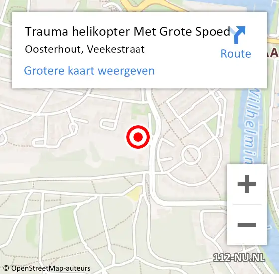 Locatie op kaart van de 112 melding: Trauma helikopter Met Grote Spoed Naar Oosterhout, Veekestraat op 1 april 2024 12:25