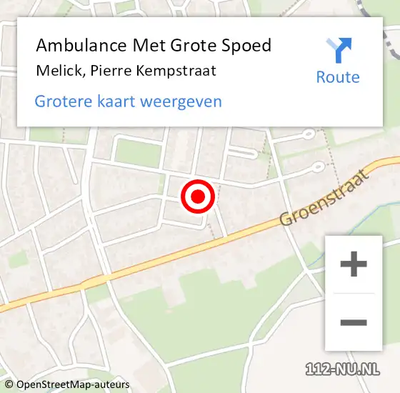 Locatie op kaart van de 112 melding: Ambulance Met Grote Spoed Naar Melick, Pierre Kempstraat op 1 april 2024 12:32