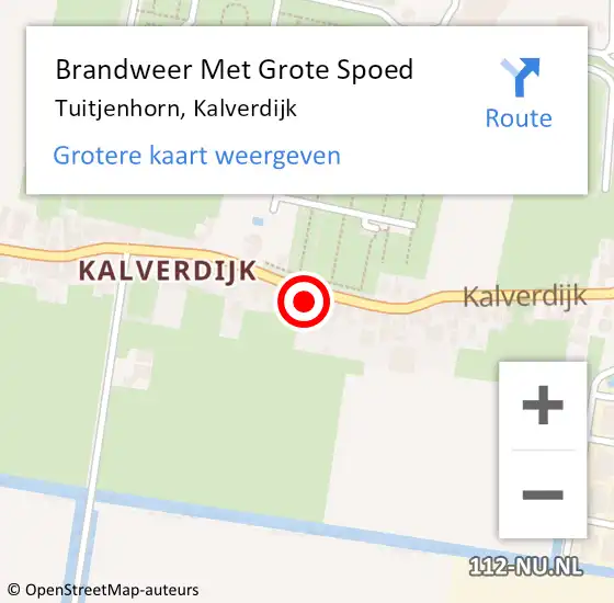 Locatie op kaart van de 112 melding: Brandweer Met Grote Spoed Naar Tuitjenhorn, Kalverdijk op 1 april 2024 13:07