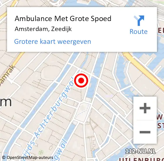 Locatie op kaart van de 112 melding: Ambulance Met Grote Spoed Naar Amsterdam, Zeedijk op 1 oktober 2014 00:43