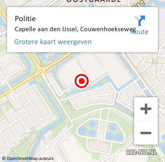 Locatie op kaart van de 112 melding: Politie Capelle aan den IJssel, Couwenhoekseweg op 1 april 2024 13:25