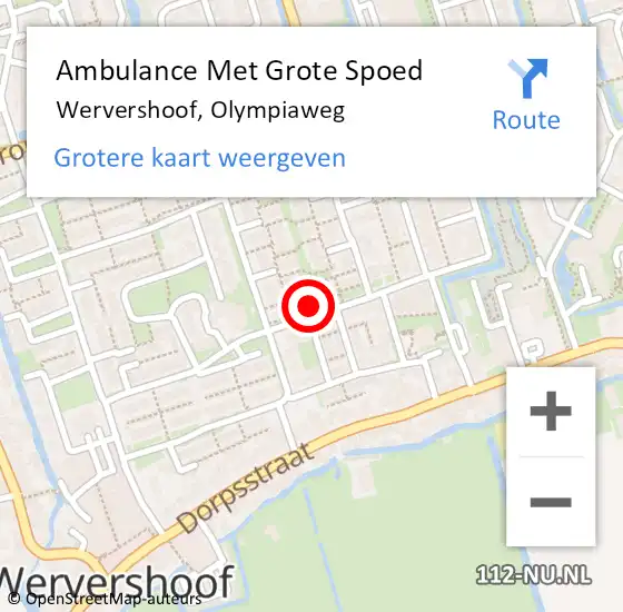 Locatie op kaart van de 112 melding: Ambulance Met Grote Spoed Naar Wervershoof, Olympiaweg op 1 april 2024 13:26