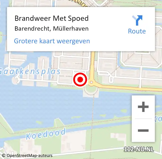 Locatie op kaart van de 112 melding: Brandweer Met Spoed Naar Barendrecht, Müllerhaven op 1 april 2024 13:44