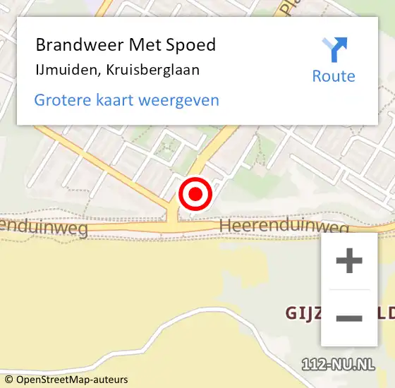 Locatie op kaart van de 112 melding: Brandweer Met Spoed Naar IJmuiden, Kruisberglaan op 1 april 2024 13:51