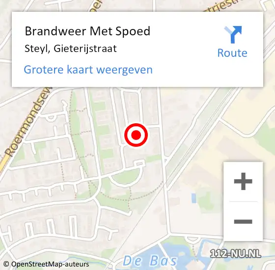 Locatie op kaart van de 112 melding: Brandweer Met Spoed Naar Steyl, Gieterijstraat op 1 april 2024 14:02