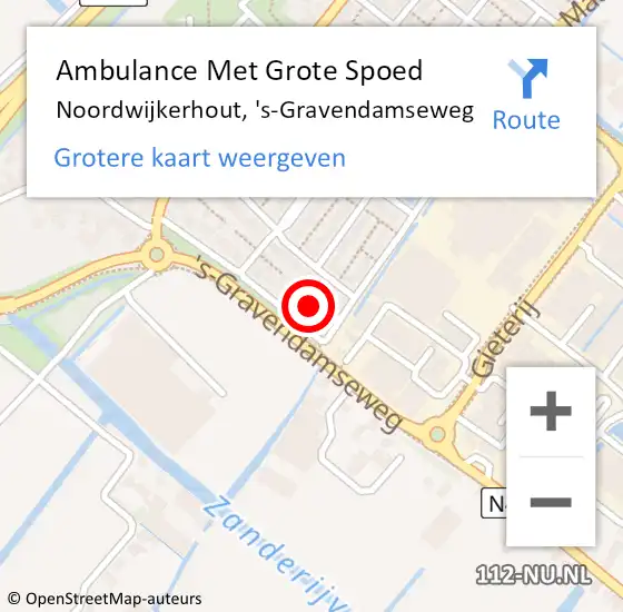 Locatie op kaart van de 112 melding: Ambulance Met Grote Spoed Naar Noordwijkerhout, 's-Gravendamseweg op 1 april 2024 14:04