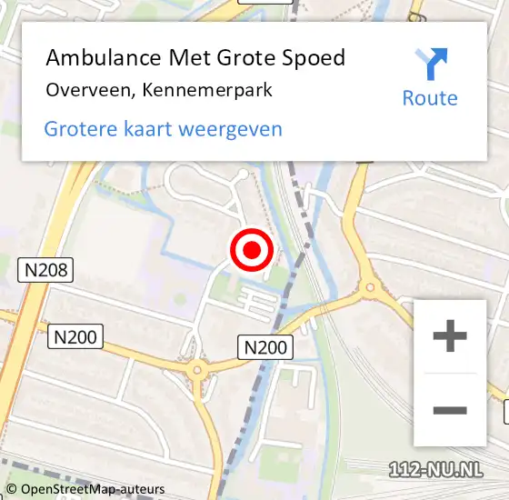 Locatie op kaart van de 112 melding: Ambulance Met Grote Spoed Naar Overveen, Kennemerpark op 1 april 2024 14:08