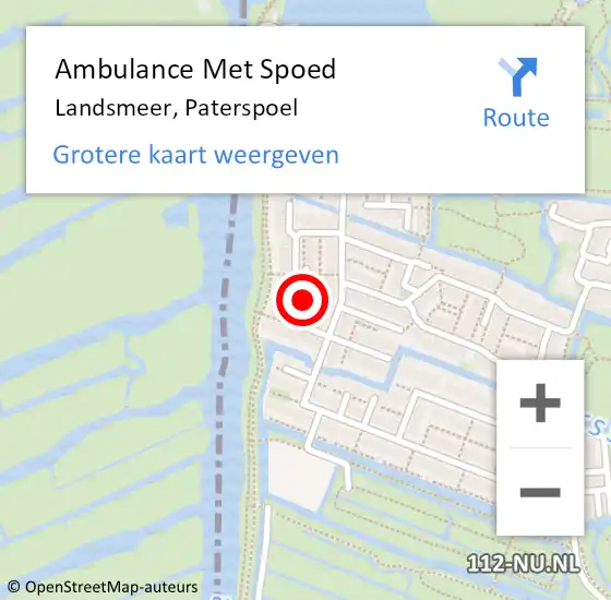 Locatie op kaart van de 112 melding: Ambulance Met Spoed Naar Landsmeer, Paterspoel op 1 april 2024 14:10