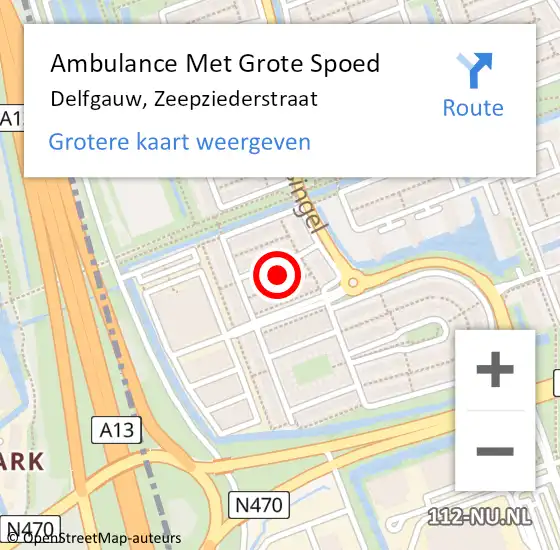 Locatie op kaart van de 112 melding: Ambulance Met Grote Spoed Naar Delfgauw, Zeepziederstraat op 1 april 2024 14:12