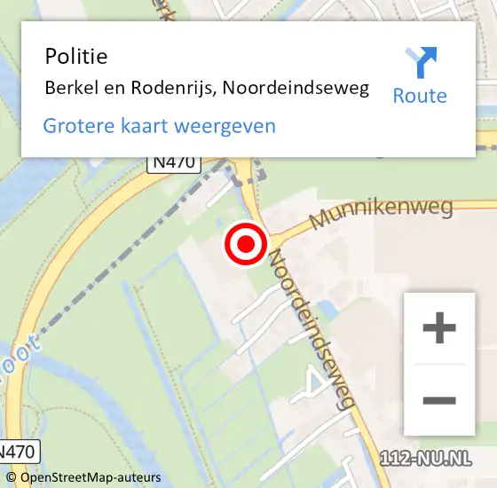 Locatie op kaart van de 112 melding: Politie Berkel en Rodenrijs, Noordeindseweg op 1 april 2024 14:17