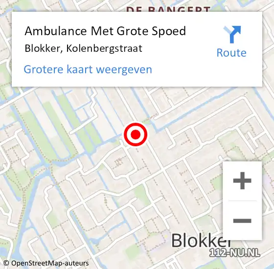 Locatie op kaart van de 112 melding: Ambulance Met Grote Spoed Naar Blokker, Kolenbergstraat op 1 april 2024 14:22