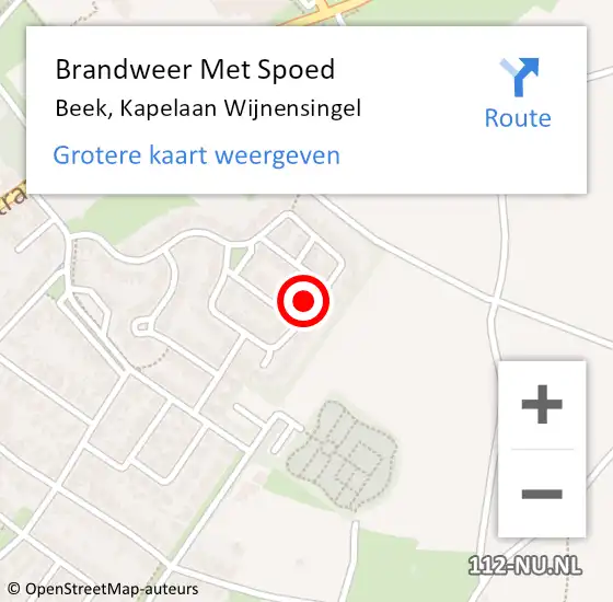 Locatie op kaart van de 112 melding: Brandweer Met Spoed Naar Beek, Kapelaan Wijnensingel op 1 april 2024 14:23