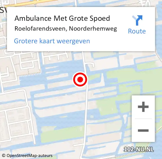 Locatie op kaart van de 112 melding: Ambulance Met Grote Spoed Naar Roelofarendsveen, Noorderhemweg op 1 april 2024 14:24