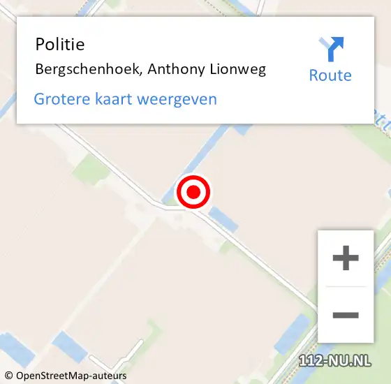 Locatie op kaart van de 112 melding: Politie Bergschenhoek, Anthony Lionweg op 1 april 2024 14:44