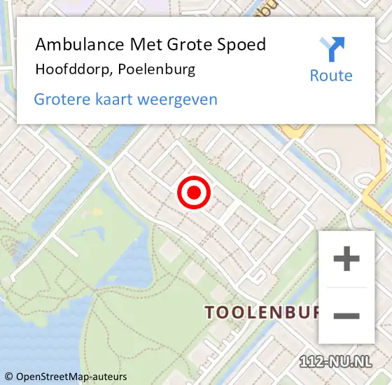 Locatie op kaart van de 112 melding: Ambulance Met Grote Spoed Naar Hoofddorp, Poelenburg op 1 april 2024 14:55